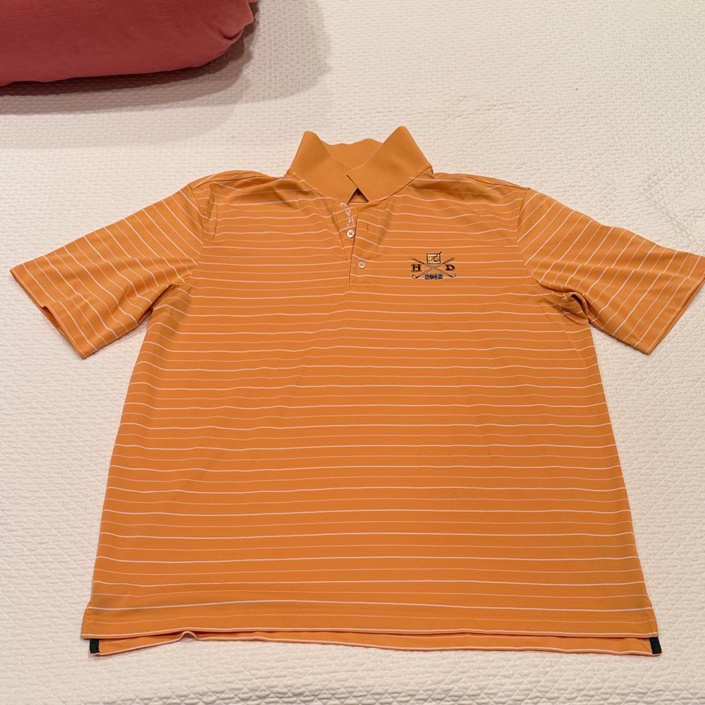 Vintage Men's Orange Striped Golf Shirt (2012 Embroidered)